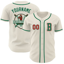 Load image into Gallery viewer, Custom Cream Red-Kelly Green Authentic Baseball Jersey
