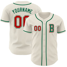 Load image into Gallery viewer, Custom Cream Red-Kelly Green Authentic Baseball Jersey
