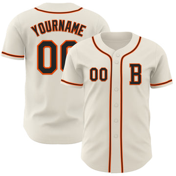 Custom Cream Black-Orange Authentic Baseball Jersey