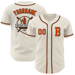 Custom Cream Orange=Black Authentic Baseball Jersey