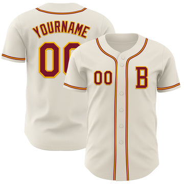 Custom Cream Crimson-Gold Authentic Baseball Jersey