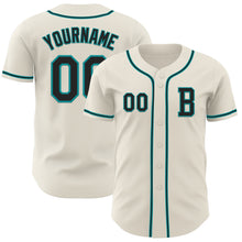 Load image into Gallery viewer, Custom Cream Black-Teal Authentic Baseball Jersey
