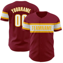 Load image into Gallery viewer, Custom Crimson White-Gold Authentic Baseball Jersey
