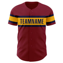 Load image into Gallery viewer, Custom Crimson Gold-Navy Authentic Baseball Jersey
