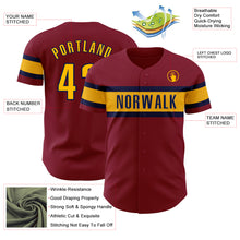 Load image into Gallery viewer, Custom Crimson Gold-Navy Authentic Baseball Jersey
