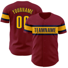 Load image into Gallery viewer, Custom Crimson Gold-Navy Authentic Baseball Jersey
