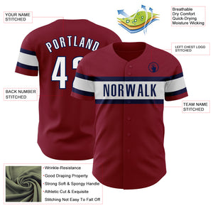 Custom Crimson White-Navy Authentic Baseball Jersey