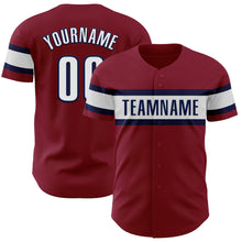 Load image into Gallery viewer, Custom Crimson White-Navy Authentic Baseball Jersey
