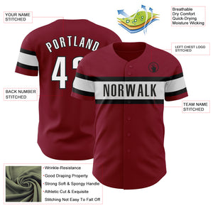 Custom Crimson White-Black Authentic Baseball Jersey