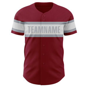 Custom Crimson White-Gray Authentic Baseball Jersey