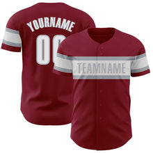 Load image into Gallery viewer, Custom Crimson White-Gray Authentic Baseball Jersey
