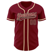 Load image into Gallery viewer, Custom Crimson Cream-Black Authentic Baseball Jersey
