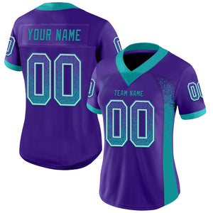 Custom Purple Teal-White Mesh Drift Fashion Football Jersey