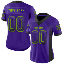 Load image into Gallery viewer, Custom Purple Black-Neon Green Mesh Drift Fashion Football Jersey
