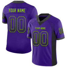 Load image into Gallery viewer, Custom Purple Black-Neon Green Mesh Drift Fashion Football Jersey
