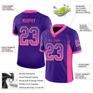 Custom Purple Pink-White Mesh Drift Fashion Football Jersey