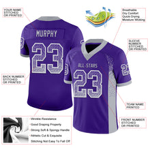 Load image into Gallery viewer, Custom Purple Gray-White Mesh Drift Fashion Football Jersey
