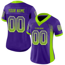 Load image into Gallery viewer, Custom Purple Neon Green-White Mesh Drift Fashion Football Jersey
