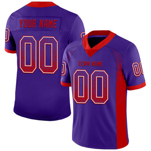 Custom Purple Red-White Mesh Drift Fashion Football Jersey