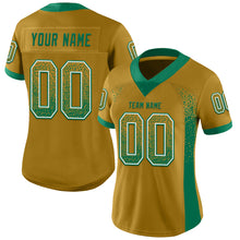 Load image into Gallery viewer, Custom Old Gold Kelly Green-White Mesh Drift Fashion Football Jersey
