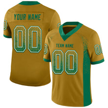 Load image into Gallery viewer, Custom Old Gold Kelly Green-White Mesh Drift Fashion Football Jersey
