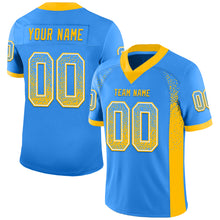 Load image into Gallery viewer, Custom Powder Blue Gold-White Mesh Drift Fashion Football Jersey
