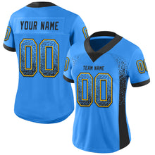 Load image into Gallery viewer, Custom Powder Blue Black-Gold Mesh Drift Fashion Football Jersey
