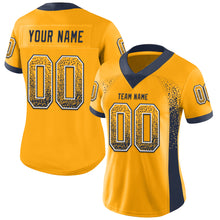 Load image into Gallery viewer, Custom Gold Navy-White Mesh Drift Fashion Football Jersey
