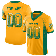 Load image into Gallery viewer, Custom Gold Kelly Green-White Mesh Drift Fashion Football Jersey
