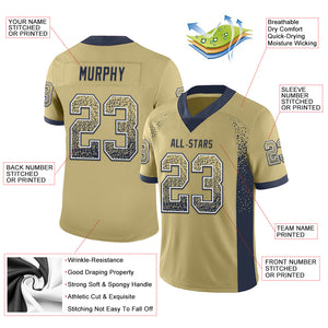 Custom Vegas Gold Navy-White Mesh Drift Fashion Football Jersey