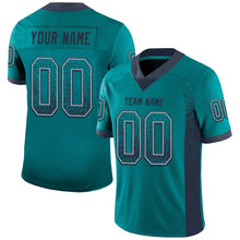 Load image into Gallery viewer, Custom Teal Navy-Gray Mesh Drift Fashion Football Jersey
