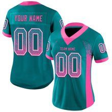 Load image into Gallery viewer, Custom Teal Pink-White Mesh Drift Fashion Football Jersey
