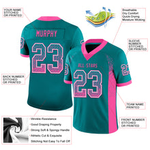 Load image into Gallery viewer, Custom Teal Pink-White Mesh Drift Fashion Football Jersey
