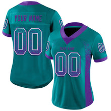 Load image into Gallery viewer, Custom Teal Purple-White Mesh Drift Fashion Football Jersey
