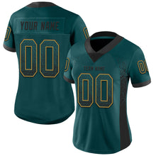 Load image into Gallery viewer, Custom Midnight Green Black-Old Gold Mesh Drift Fashion Football Jersey
