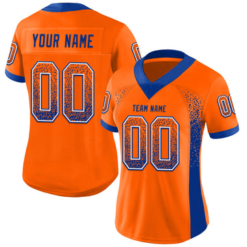 Custom Orange Royal-White Mesh Drift Fashion Football Jersey