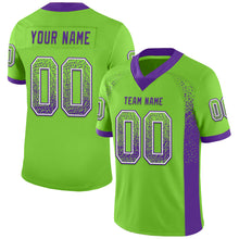 Load image into Gallery viewer, Custom Neon Green Purple-White Mesh Drift Fashion Football Jersey
