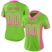 Load image into Gallery viewer, Custom Neon Green Pink-White Mesh Drift Fashion Football Jersey
