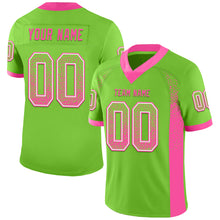 Load image into Gallery viewer, Custom Neon Green Pink-White Mesh Drift Fashion Football Jersey
