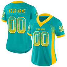 Load image into Gallery viewer, Custom Aqua Yellow-White Mesh Drift Fashion Football Jersey
