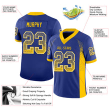 Load image into Gallery viewer, Custom Royal Yellow-White Mesh Drift Fashion Football Jersey
