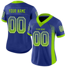 Load image into Gallery viewer, Custom Royal Neon Green-White Mesh Drift Fashion Football Jersey
