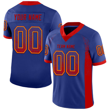 Custom Royal Red-Gold Mesh Drift Fashion Football Jersey