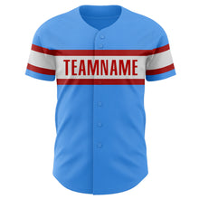 Load image into Gallery viewer, Custom Electric Blue Red-White Authentic Baseball Jersey
