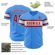 Load image into Gallery viewer, Custom Electric Blue Red-White Authentic Baseball Jersey
