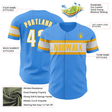 Load image into Gallery viewer, Custom Electric Blue White-Gold Authentic Baseball Jersey
