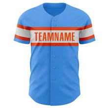 Load image into Gallery viewer, Custom Electric Blue Orange-White Authentic Baseball Jersey
