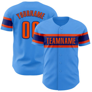 Custom Electric Blue Orange-Royal Authentic Baseball Jersey