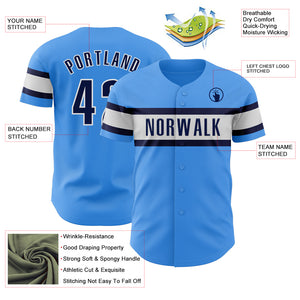 Custom Electric Blue Navy-White Authentic Baseball Jersey