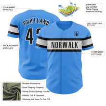 Load image into Gallery viewer, Custom Electric Blue Black-White Authentic Baseball Jersey
